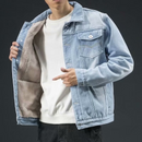 Jaqueta Jeans Masculina Térmica de Tecido Francês Forrado Acolchoado Interno
