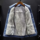 Jaqueta Jeans Masculina Térmica de Tecido Francês Forrado Acolchoado Interno