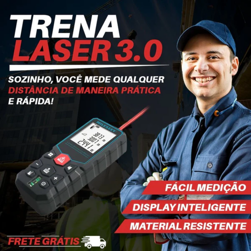 Trena Métrica a Laser mede até 100 Metros com Display Profissional