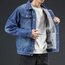 Jaqueta Jeans Masculina Térmica de Tecido Francês Forrado Acolchoado Interno