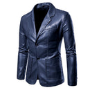 Blazer Estilo Moderno de Couro Slim Fit Masculino