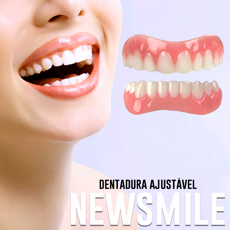 Dentadura Universal NewSmile Ajustável, Discreta e Confortável - Kit Prótese Dental Completa