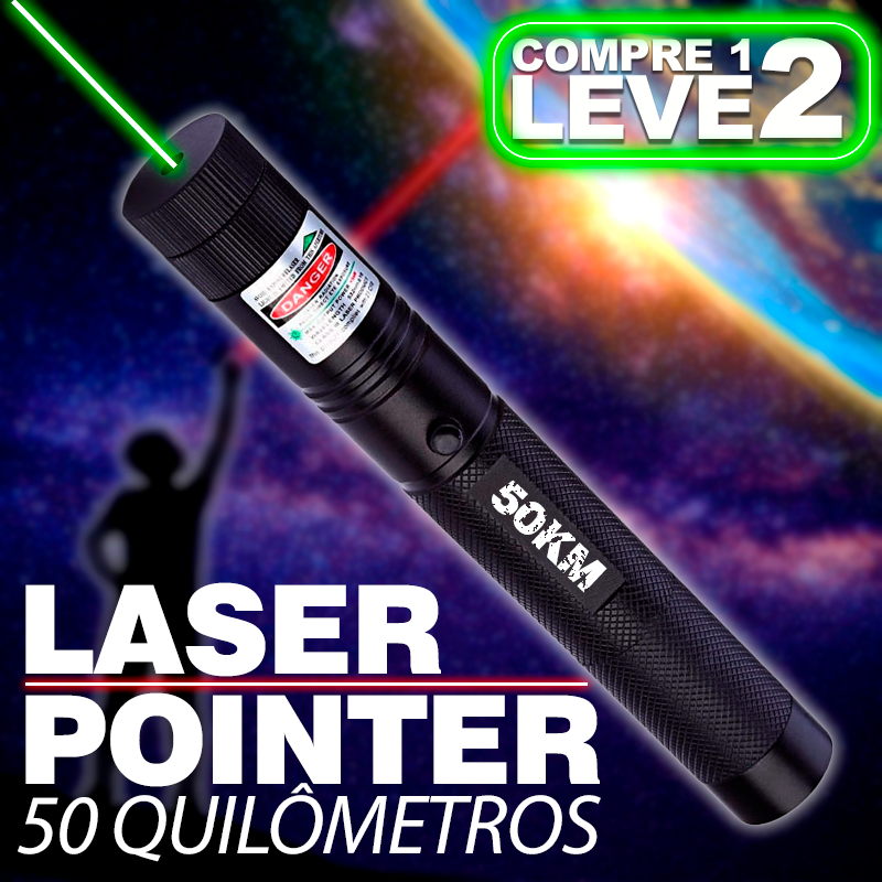 COMPRE 1 LEVE 2 - Super Caneta Laser Pointer 50KM Recarregável