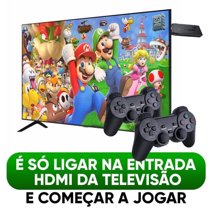 Super Vídeo Game Stick Retrô - 10.000 Jogos 4K, 64GB + 2 Controles