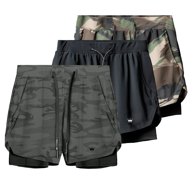 Kit Shorts Masculino DryFit de Camada Dupla de Compressão - Compre 1, Leve 3