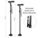Bengala Multifuncional 2.0 de Alumínio 4 Pontas, com Lanterna LED - Divino Produto