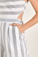 Macacão Pantacourt Listrado Feminino - Ultra Stylish