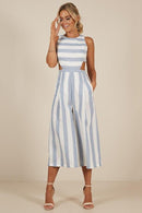 Macacão Pantacourt Listrado Feminino - Ultra Stylish
